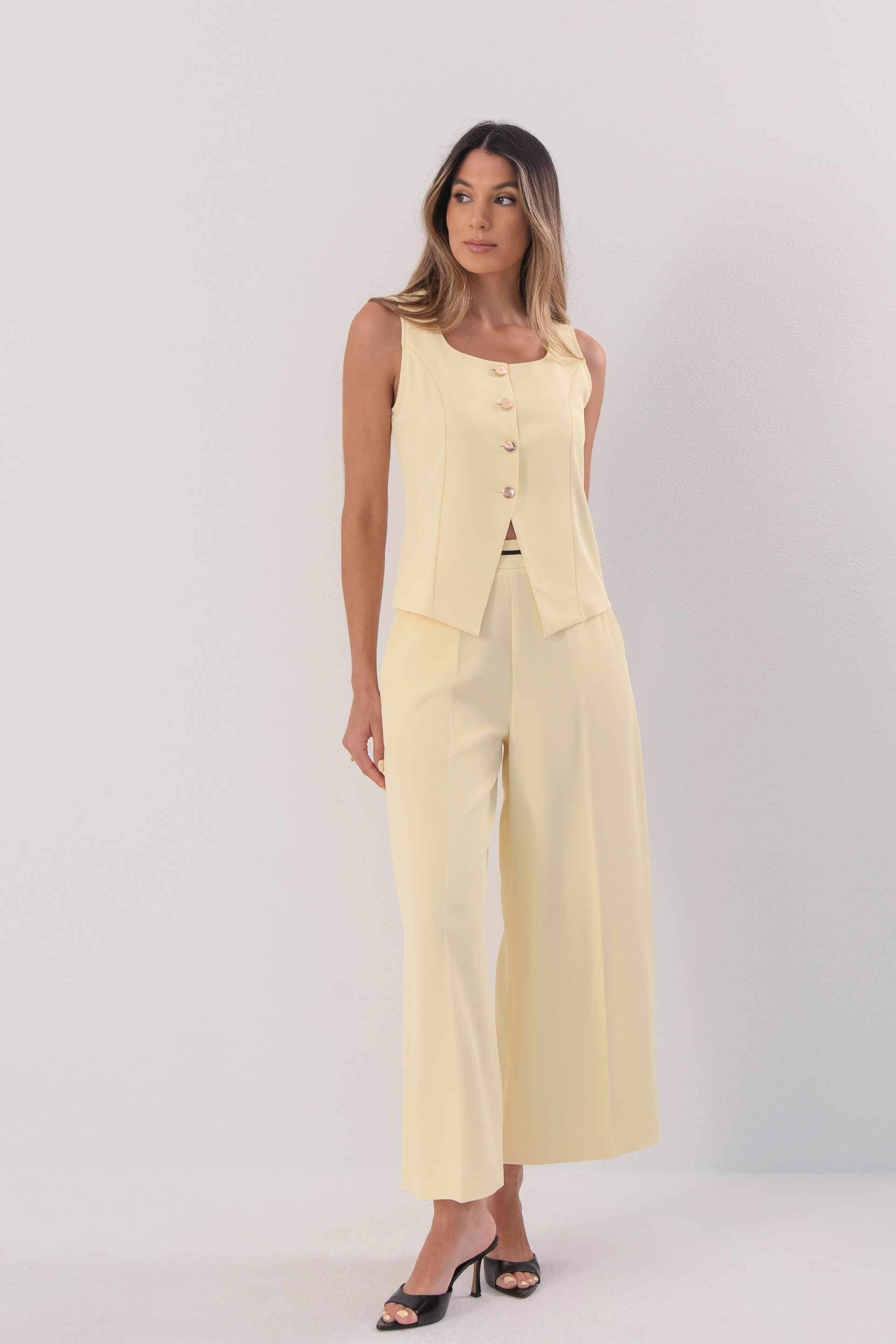 Fluid culotte trousers with metallic detail