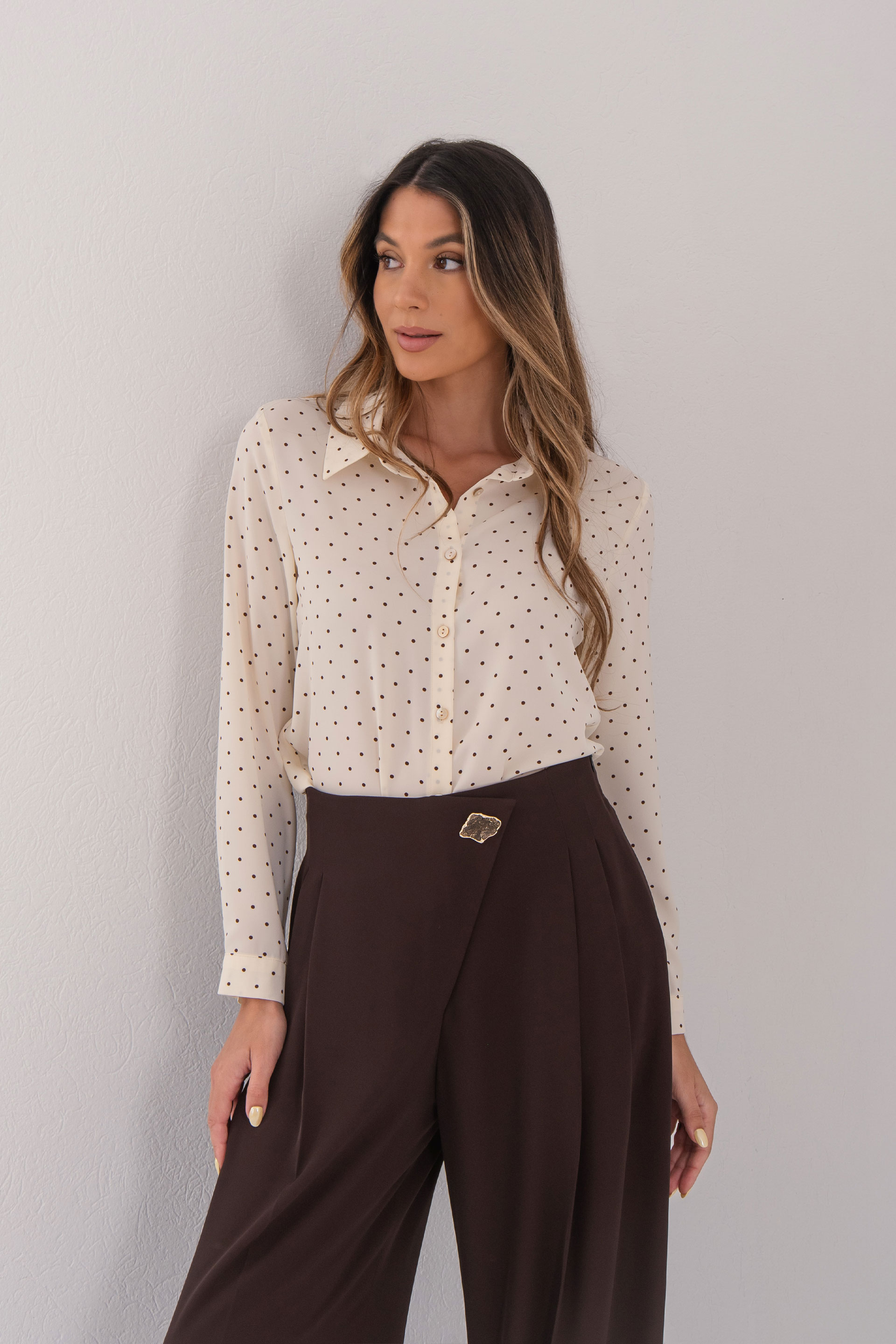 Printed blouse with classic collar