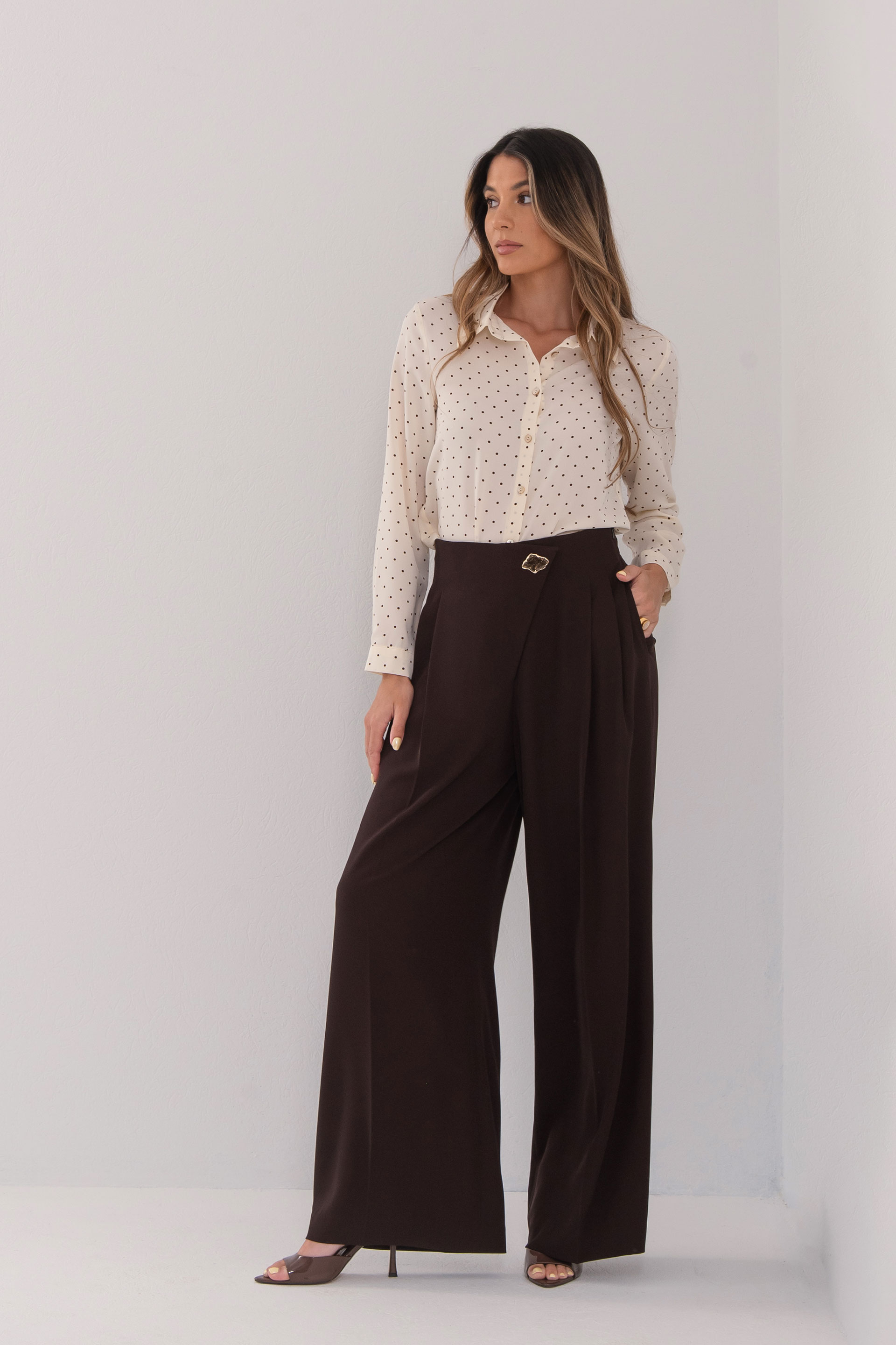 Printed blouse with classic collar
