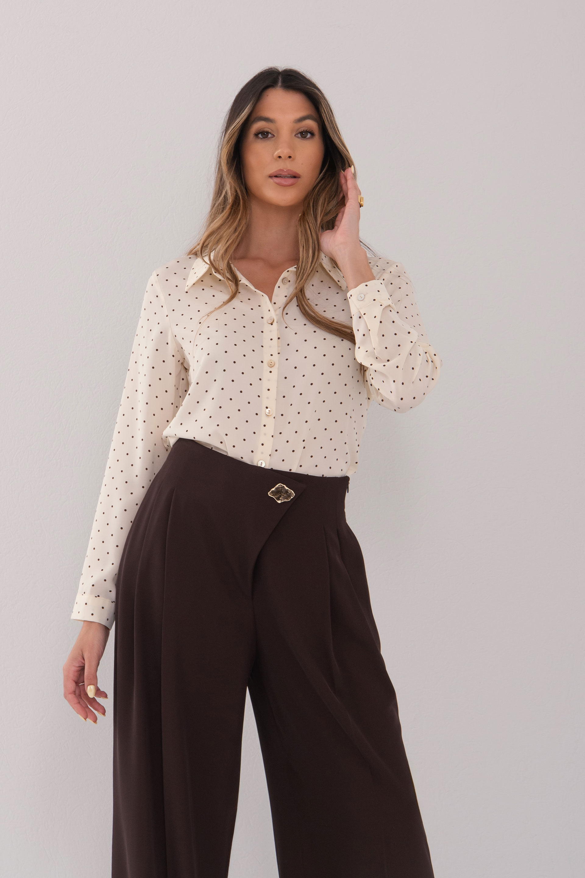 Printed blouse with classic collar