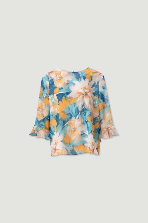 Floral print tunic with flounce sleeves Floral print tunic with flounce sleeves