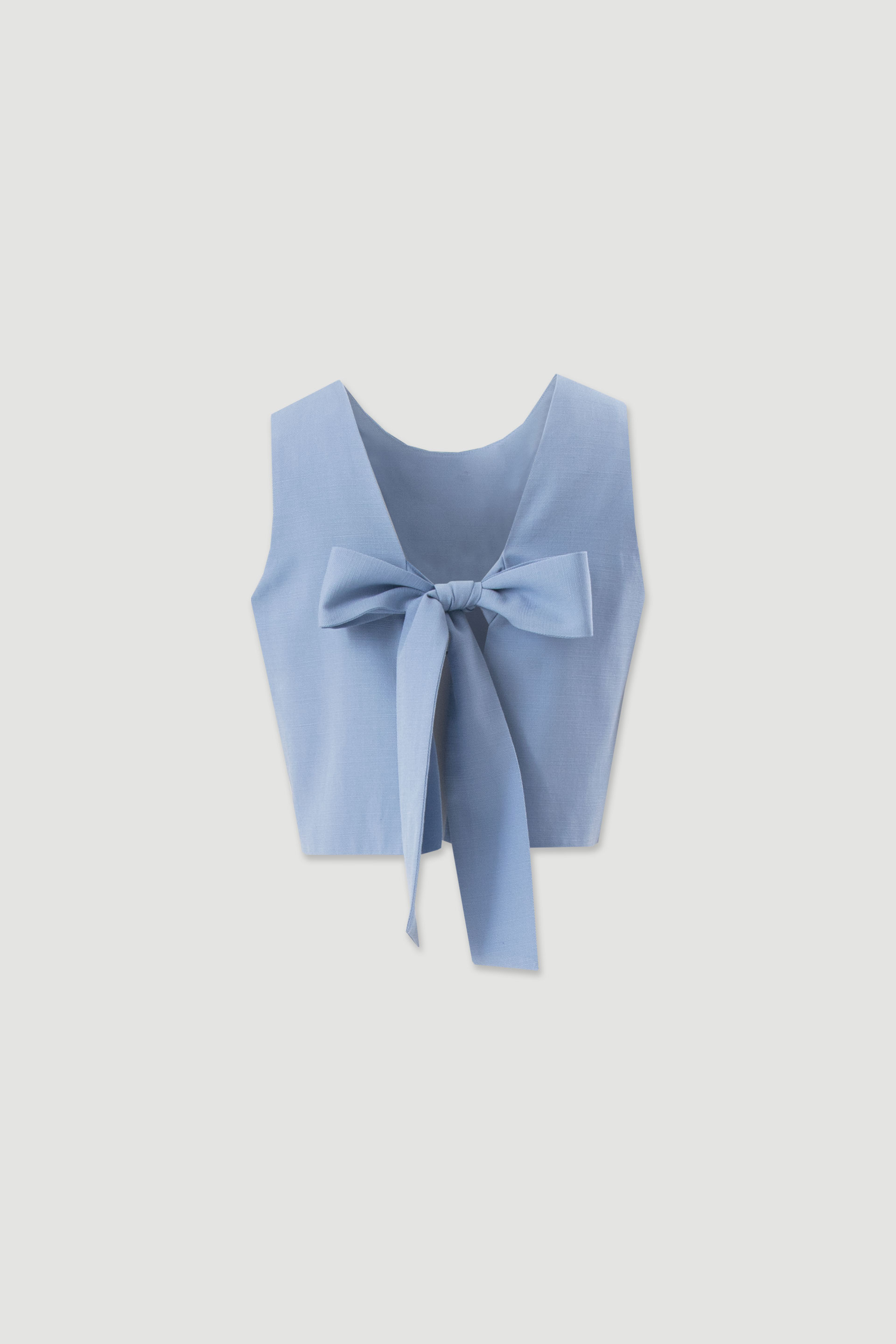 Cropped textured top with back bow