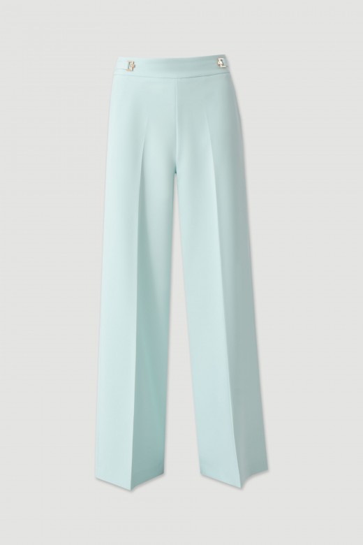 Classic wide-leg trousers with customised metallic button Classic wide-leg trousers with customised metallic button