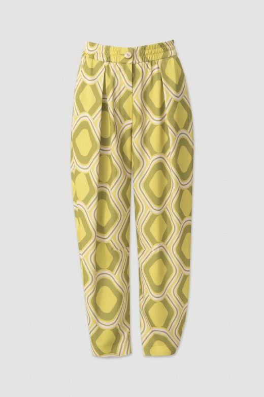 Printed fluid high-waist trousers Printed fluid high-waist trousers
