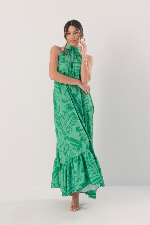 Printed halter maxi dress