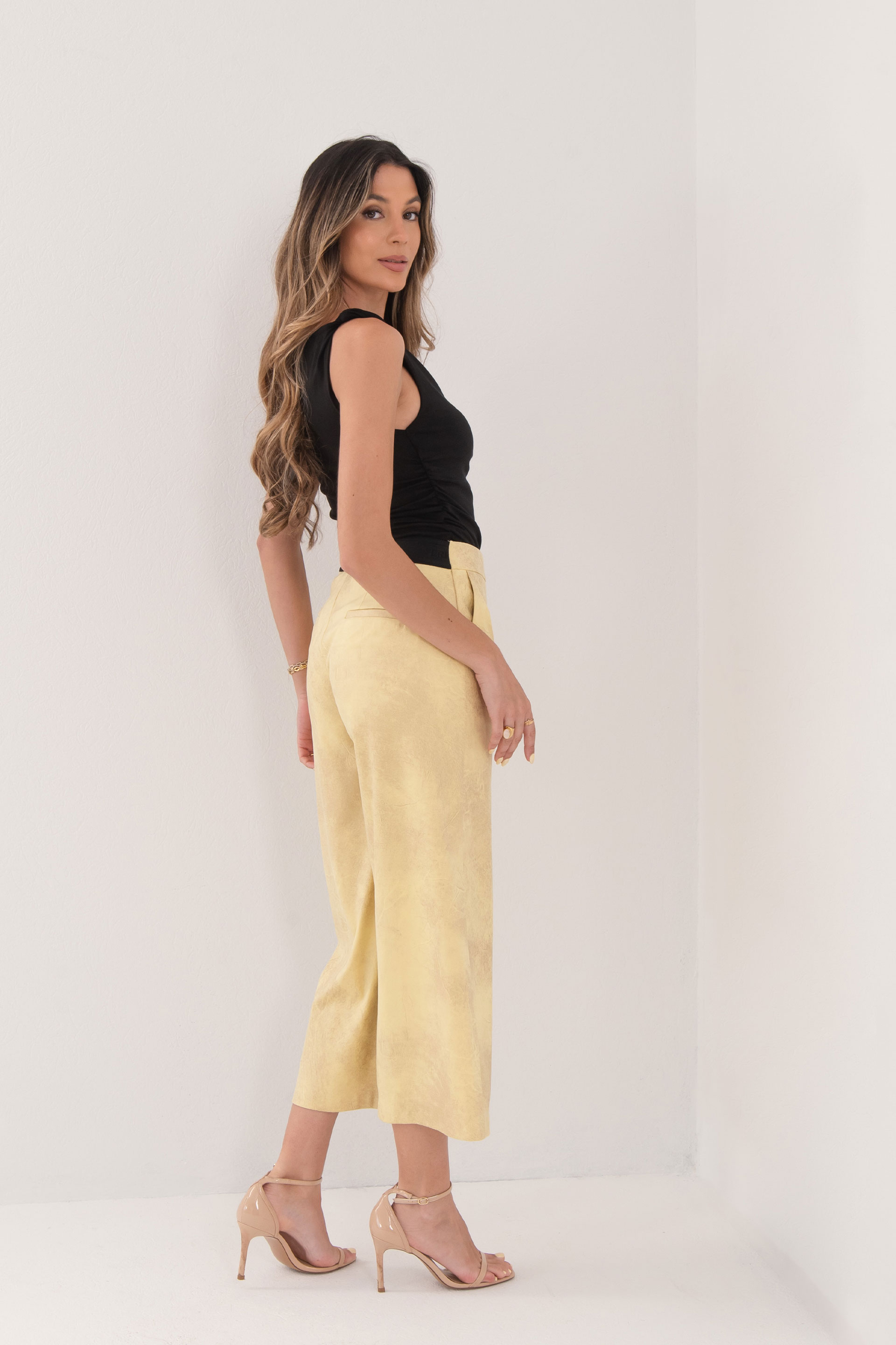 Peach-skin culotte trousers