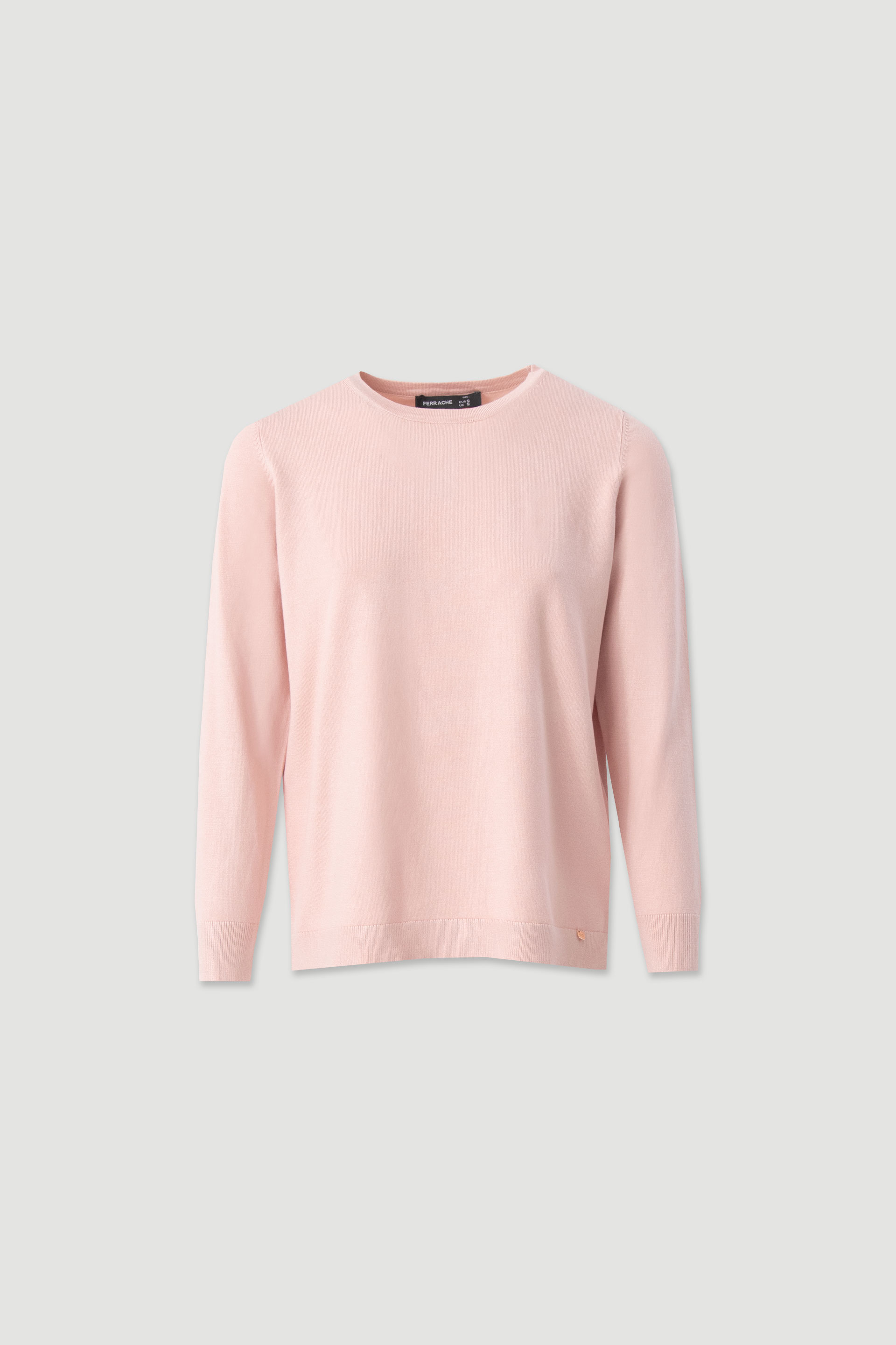 Plain knit sweater with round neckline