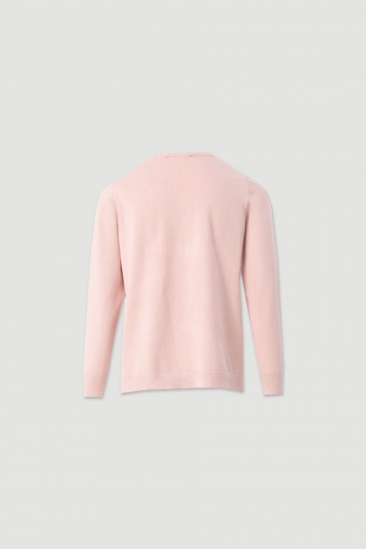 Plain knit sweater with round neckline Plain knit sweater with round neckline