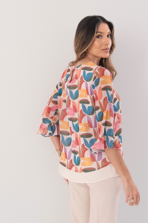 Printed tunic with ruffled sleeves Printed tunic with ruffled sleeves