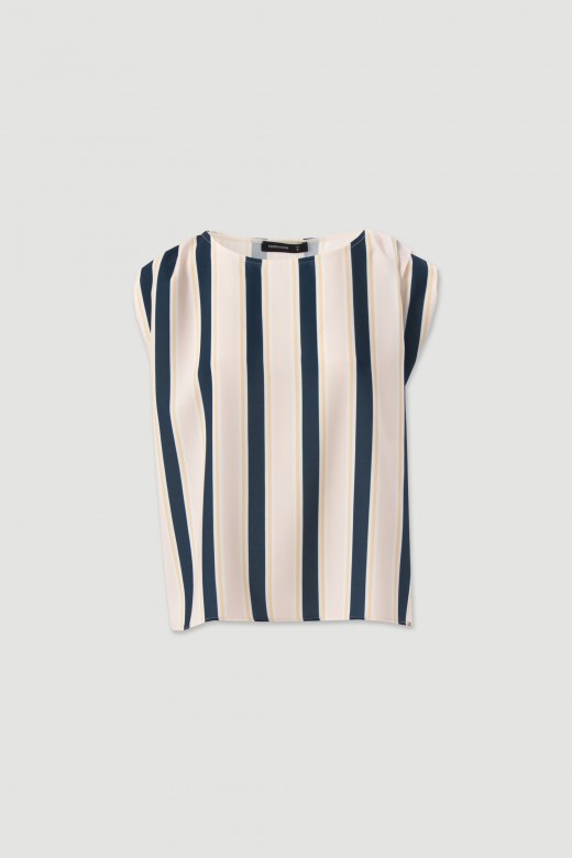 Striped tunic with shoulder pleat detail Striped tunic with shoulder pleat detail