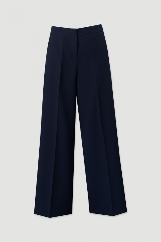 Pantalon wide leg classique taille haute avec ceinture élastique Pantalon wide leg classique taille haute avec ceinture élastique