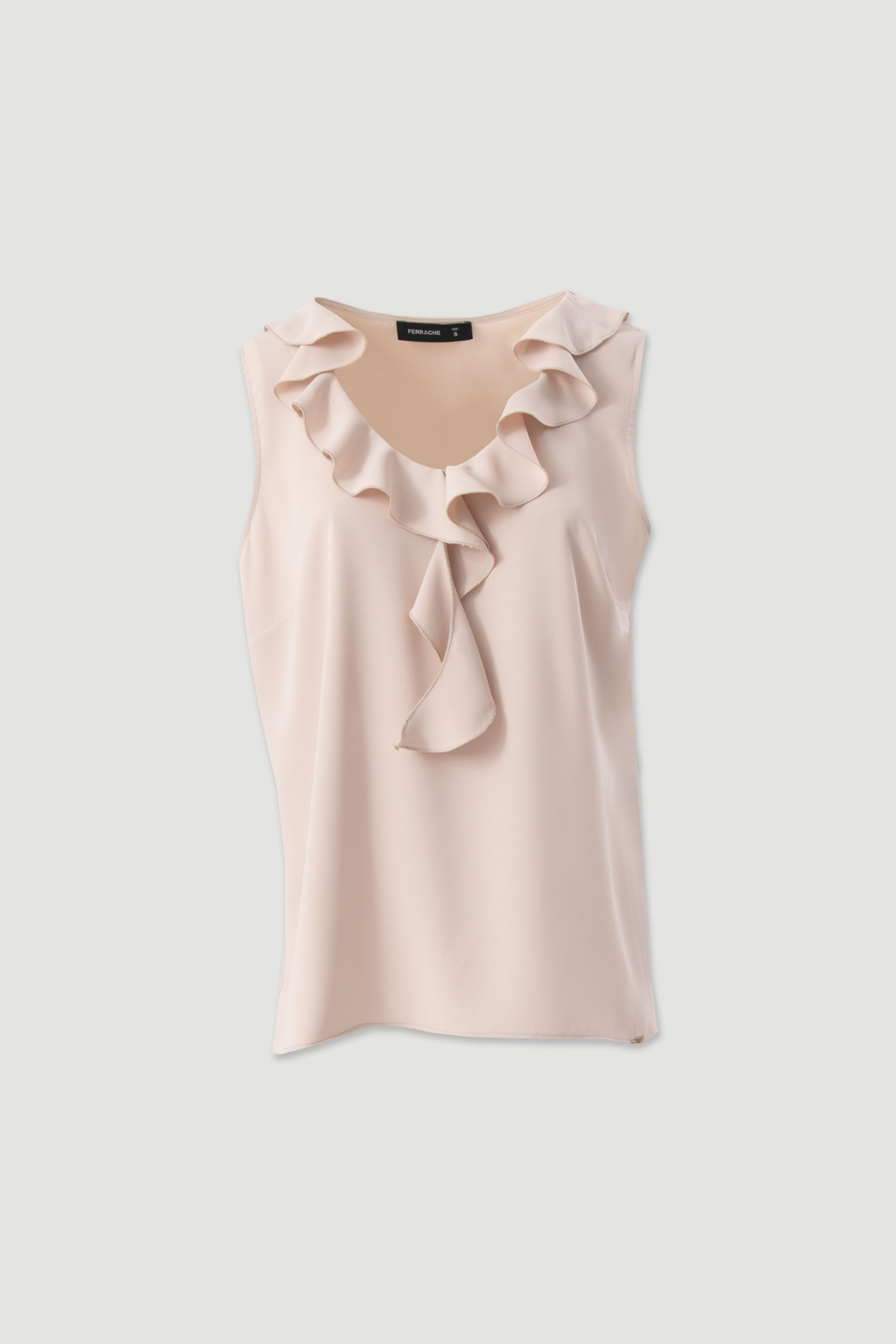 Top with ruffle neckline