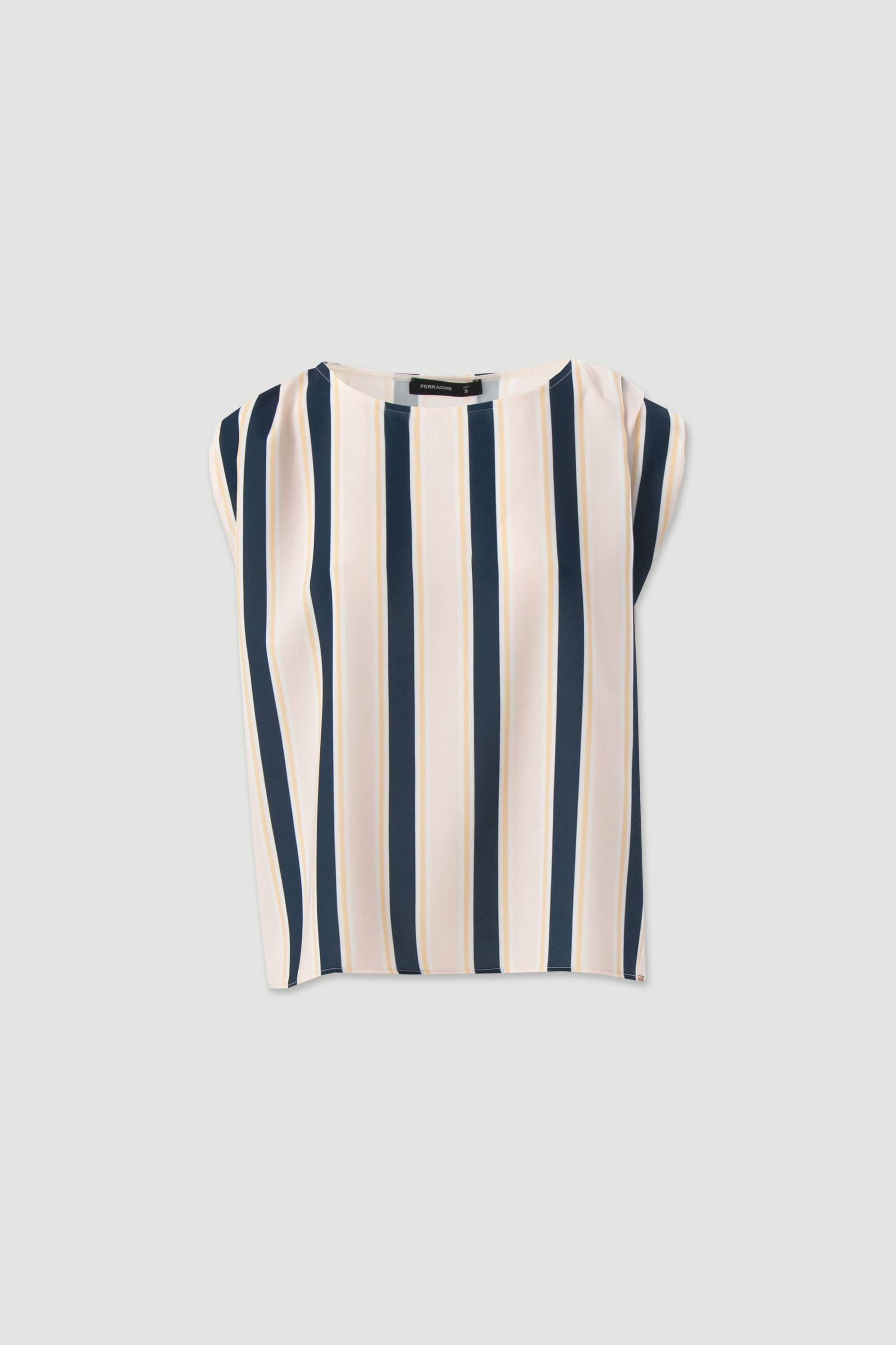 Striped tunic with shoulder pleat detail
