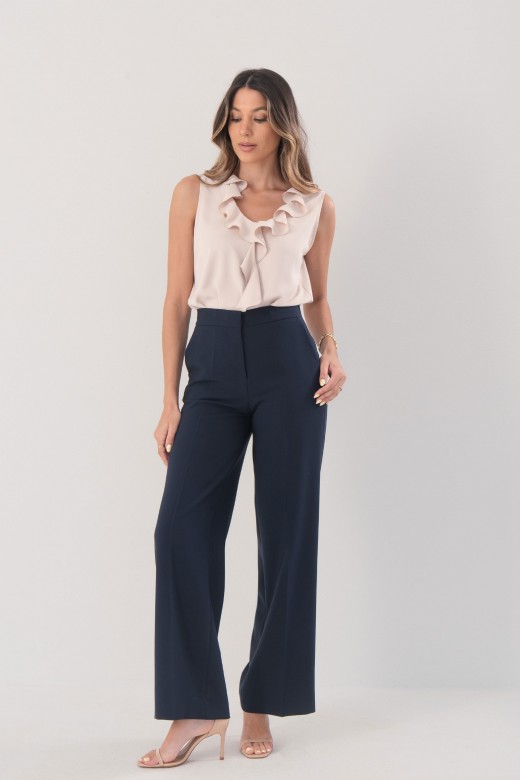 Classic high-waisted wide-leg trousers with elastic waistband Classic high-waisted wide-leg trousers with elastic waistband