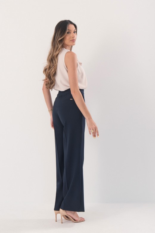 Classic high-waisted wide-leg trousers with elastic waistband Classic high-waisted wide-leg trousers with elastic waistband