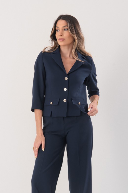 Classic cropped blazer with 3/4 sleeves Classic cropped blazer with 3/4 sleeves