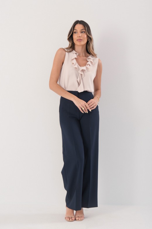 Classic high-waisted wide-leg trousers with elastic waistband Classic high-waisted wide-leg trousers with elastic waistband