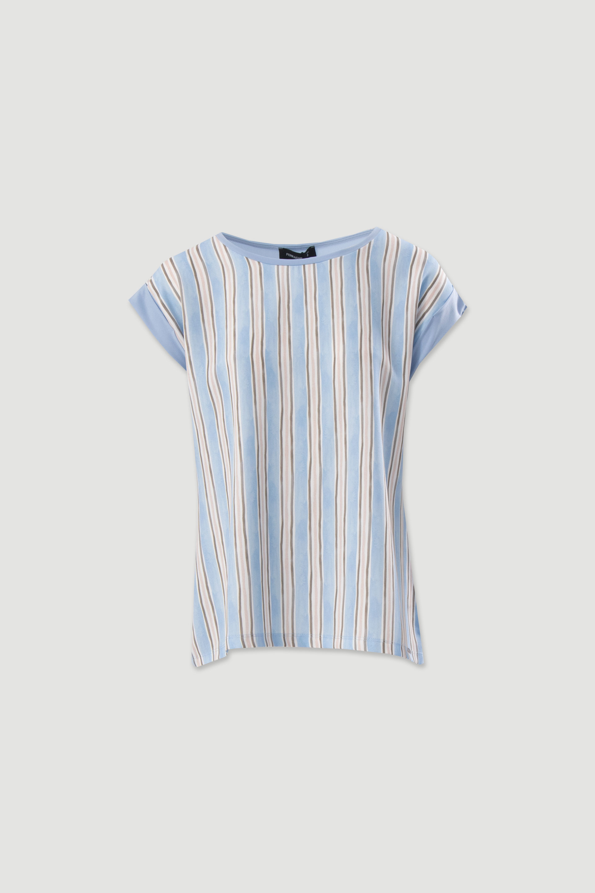 Striped front top with knit back