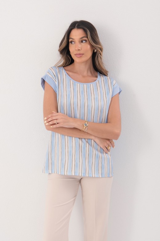 Striped front top with knit back Striped front top with knit back