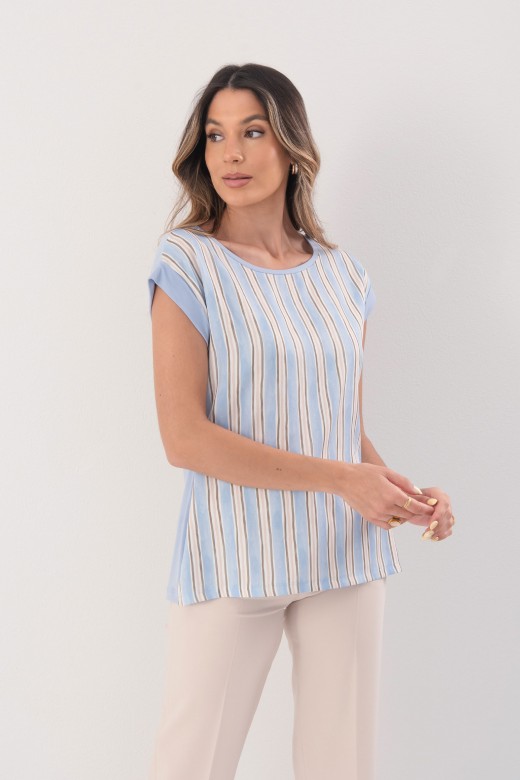 Striped front top with knit back Striped front top with knit back