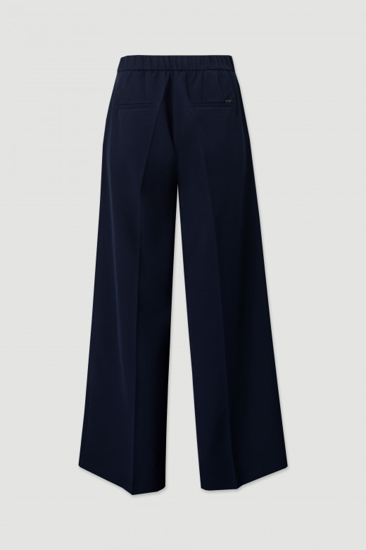 Pantalon wide leg classique taille haute avec ceinture élastique Pantalon wide leg classique taille haute avec ceinture élastique