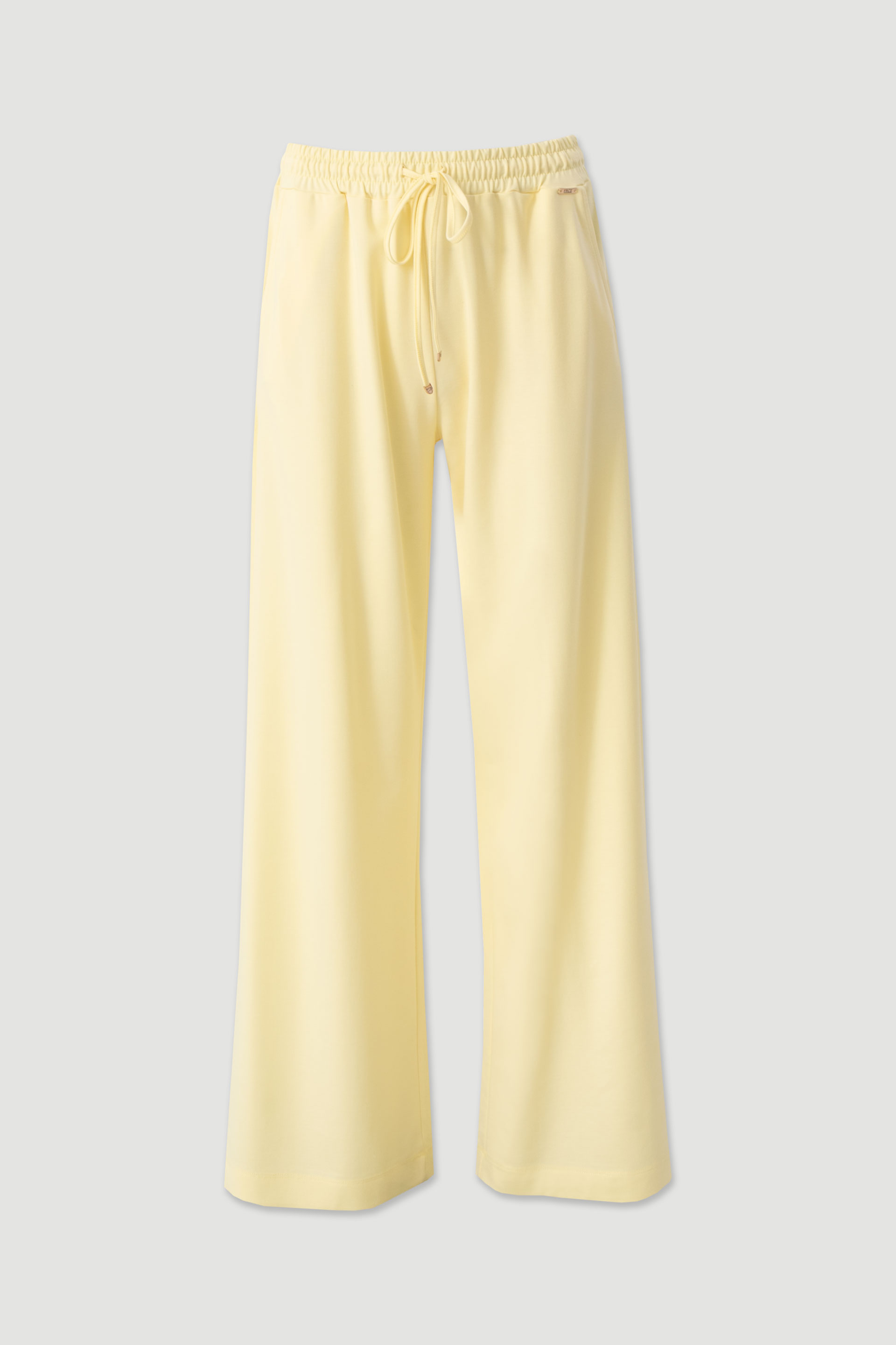 Wide-leg knit trousers with elastic waistband