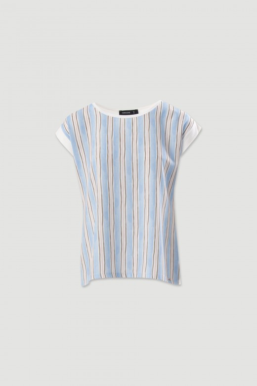 Striped front top with knit back Striped front top with knit back