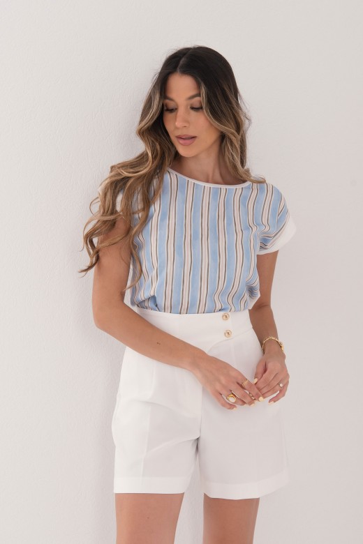 Striped front top with knit back Striped front top with knit back