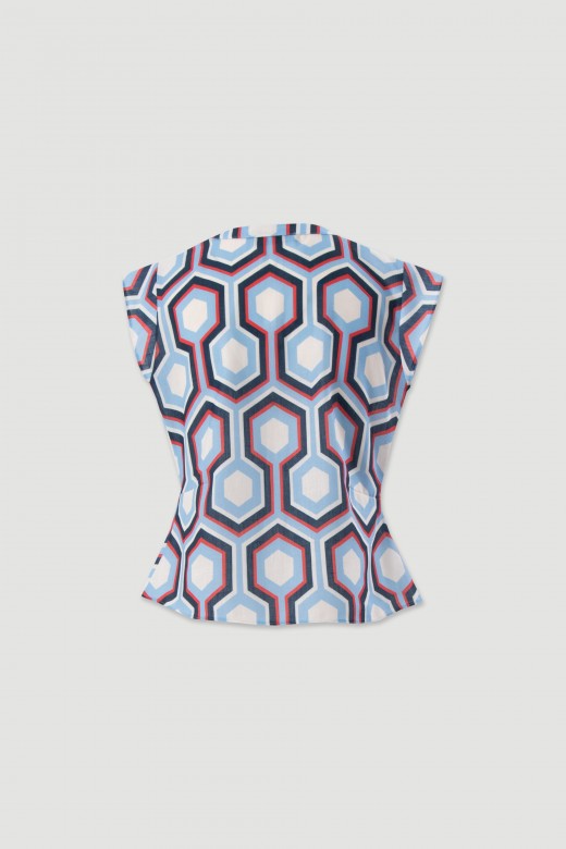 Printed tunic with gold buttons Printed tunic with gold buttons