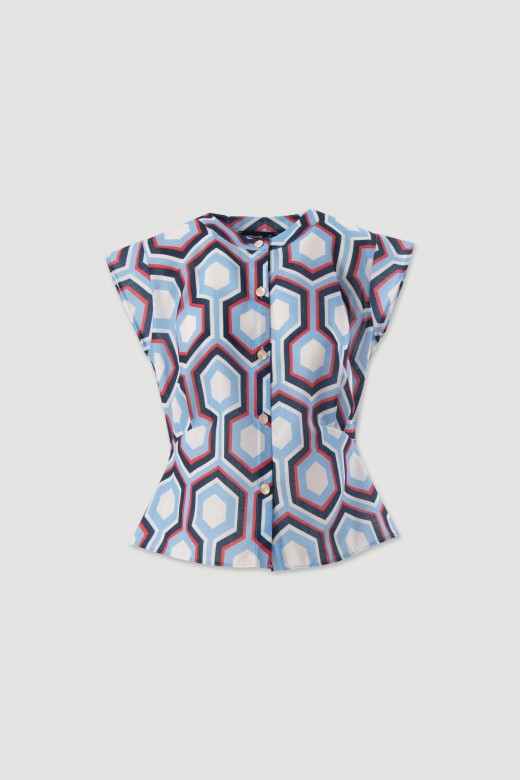 Printed tunic with gold buttons Printed tunic with gold buttons