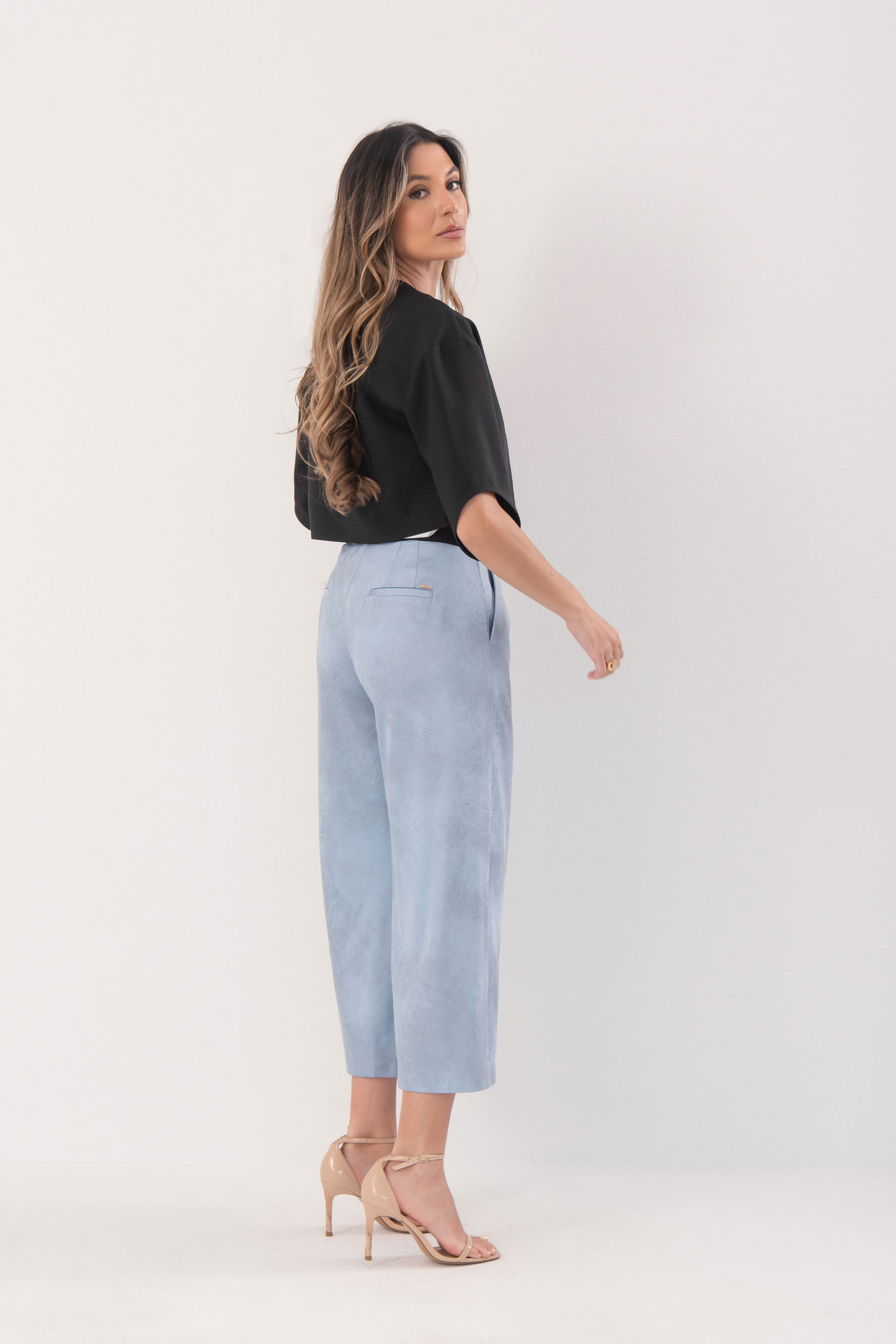 Peach-skin culotte trousers