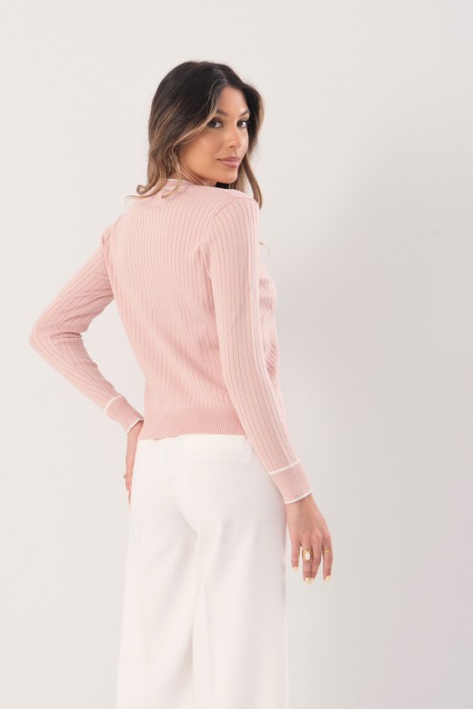 Ribbed knit cardigan with contrast trim Ribbed knit cardigan with contrast trim