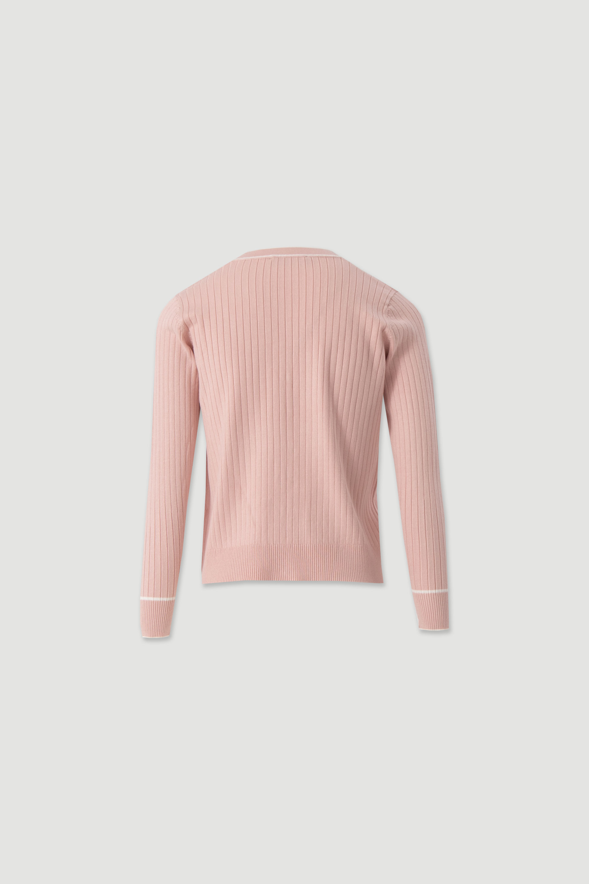 Ribbed knit cardigan with contrast trim