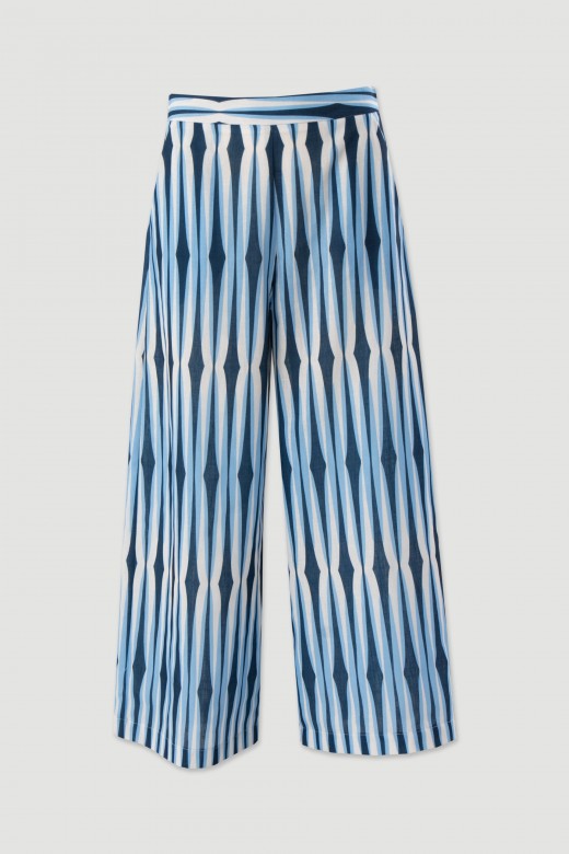 Printed linen-effect culotte trousers Printed linen-effect culotte trousers