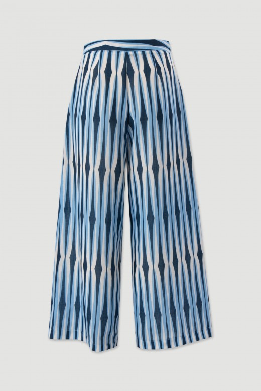 Printed linen-effect culotte trousers Printed linen-effect culotte trousers