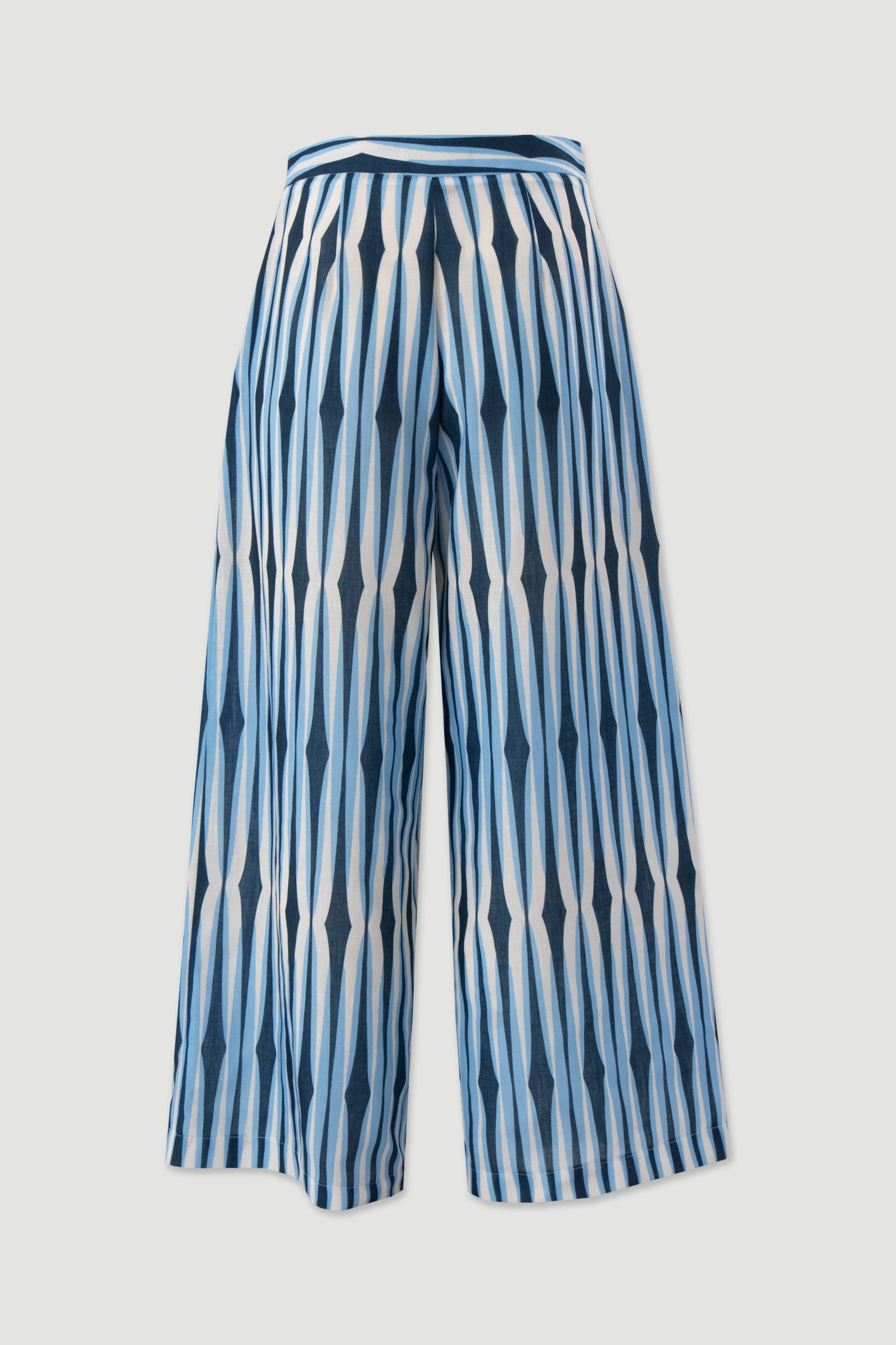 Printed linen-effect culotte trousers