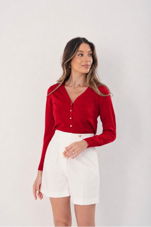 Basic knit cardigan with custom buttons