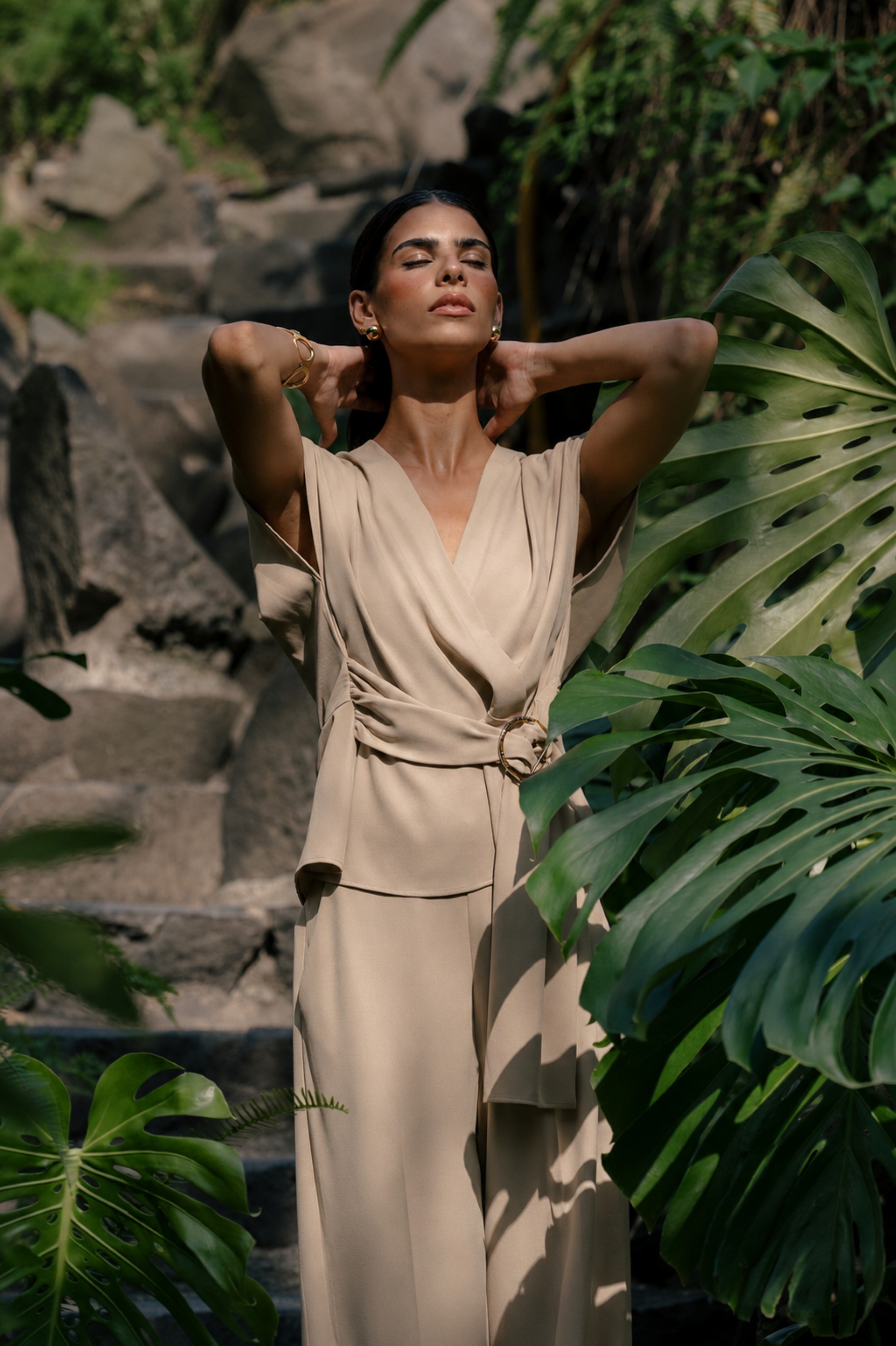 Wrap tunic with belt