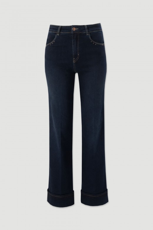 Straight fit jeans with rhinestone details Straight fit jeans with rhinestone details