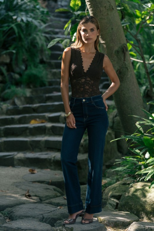 Straight fit jeans with rhinestone details Straight fit jeans with rhinestone details
