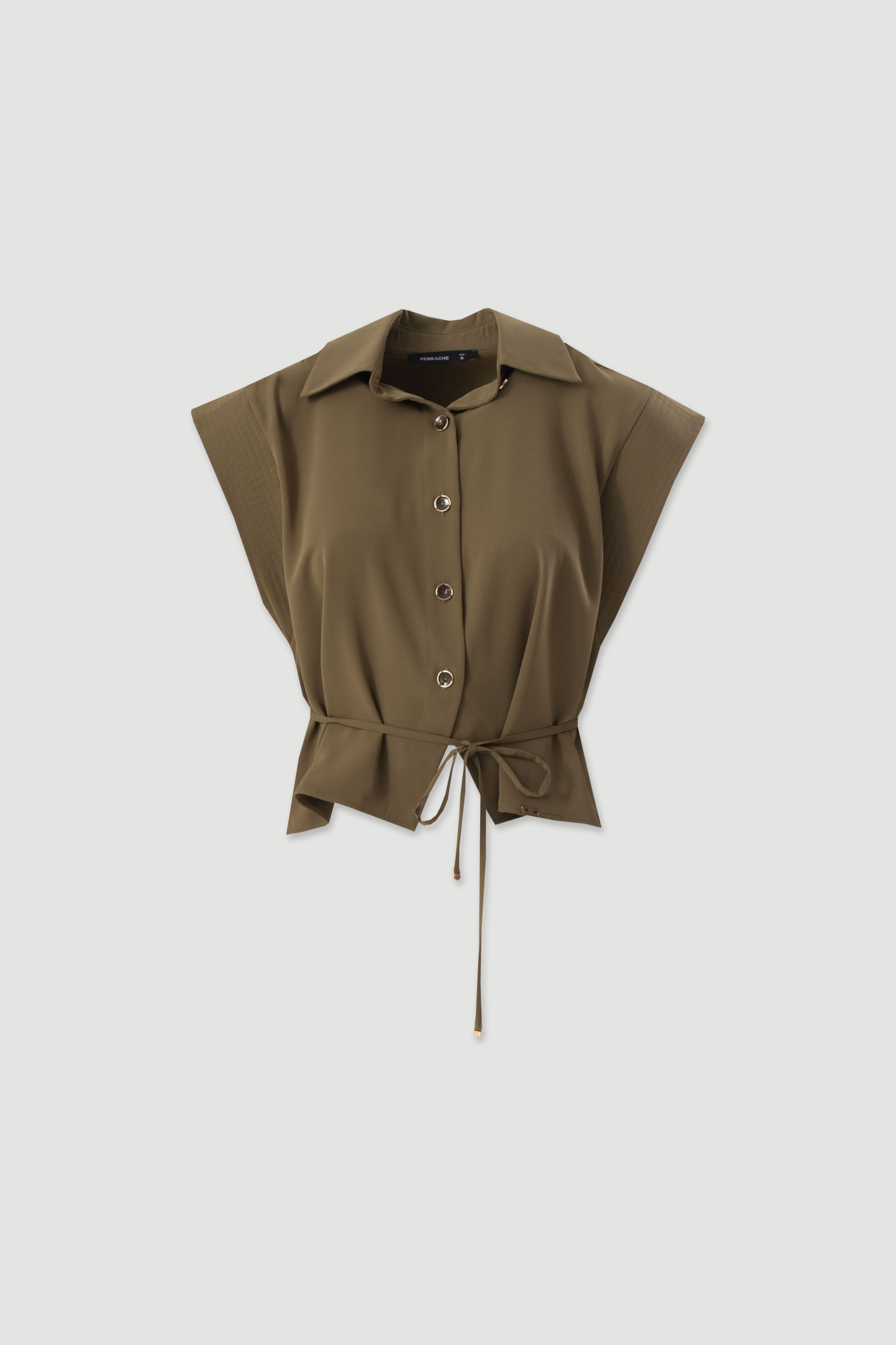 Short fluid blouse with belt