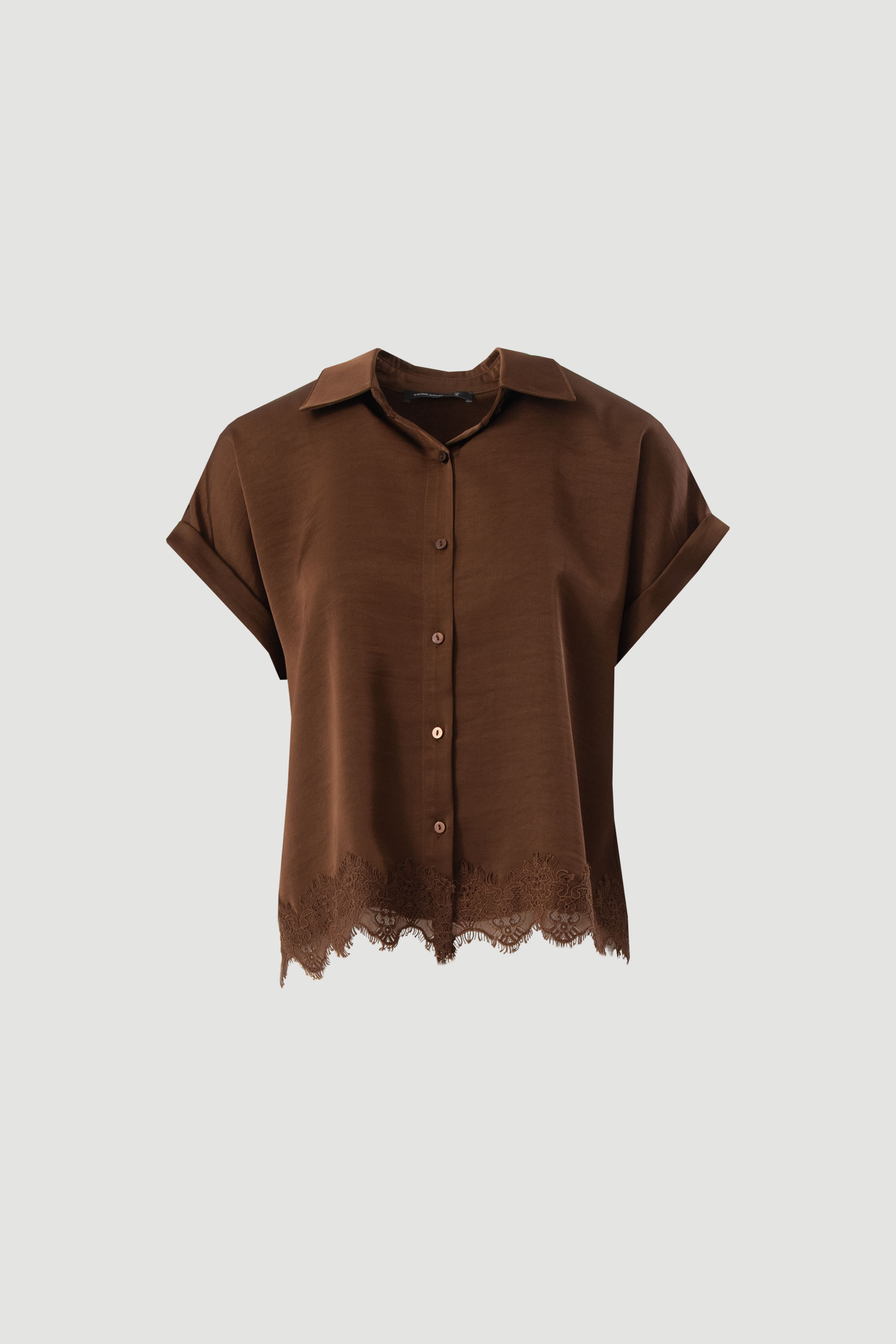 Blouse with lace trim