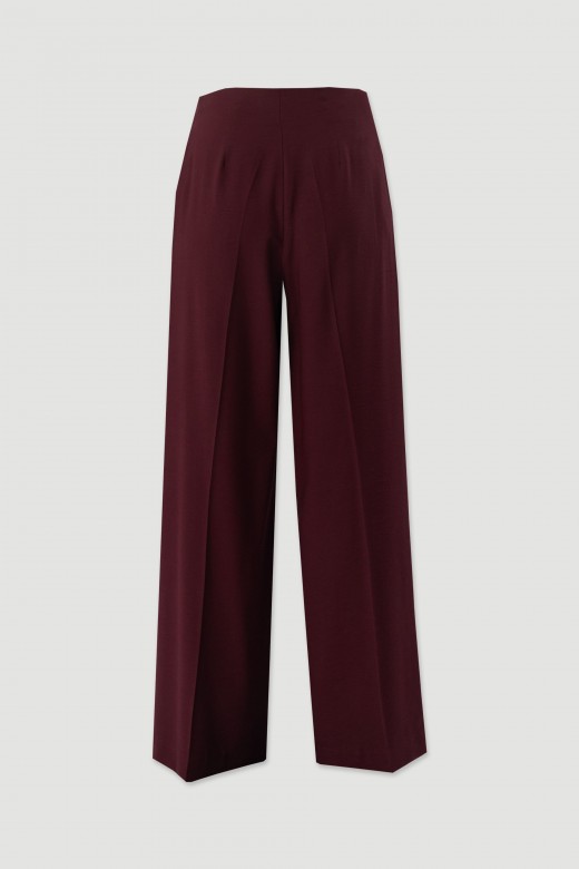 Flowy wide-leg trousers with contrasting ribbon Flowy wide-leg trousers with contrasting ribbon