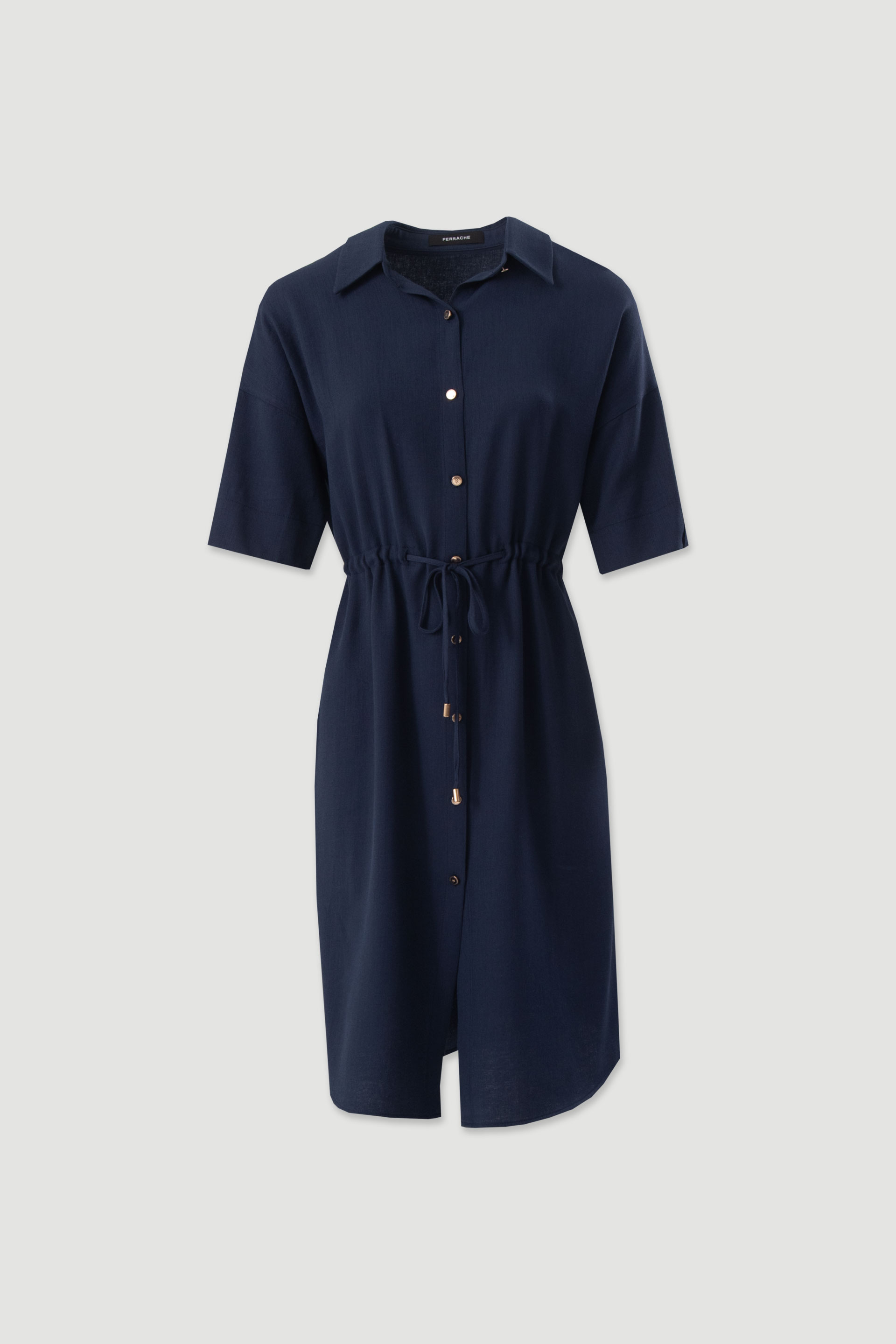 Linen-blend shirt dress