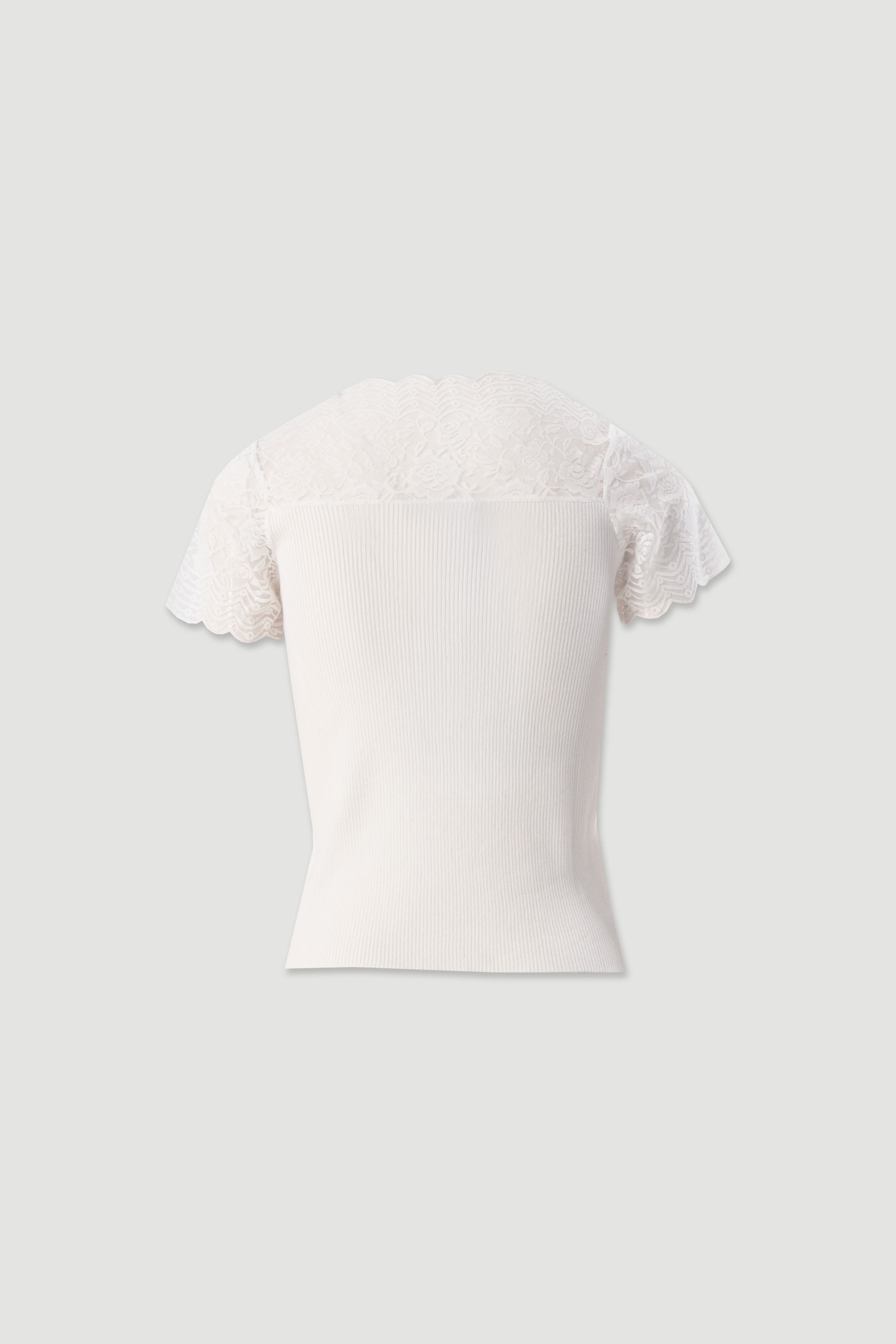 Ribbed knit top with lace details