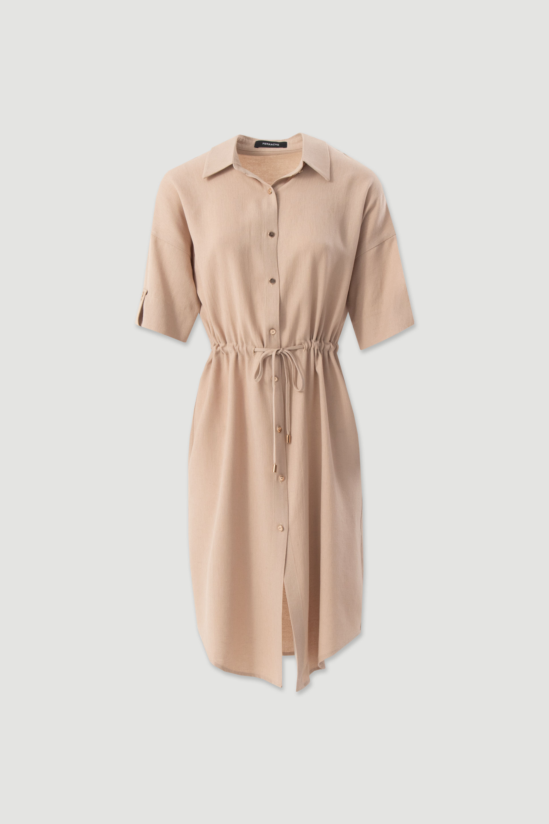 Linen-blend shirt dress