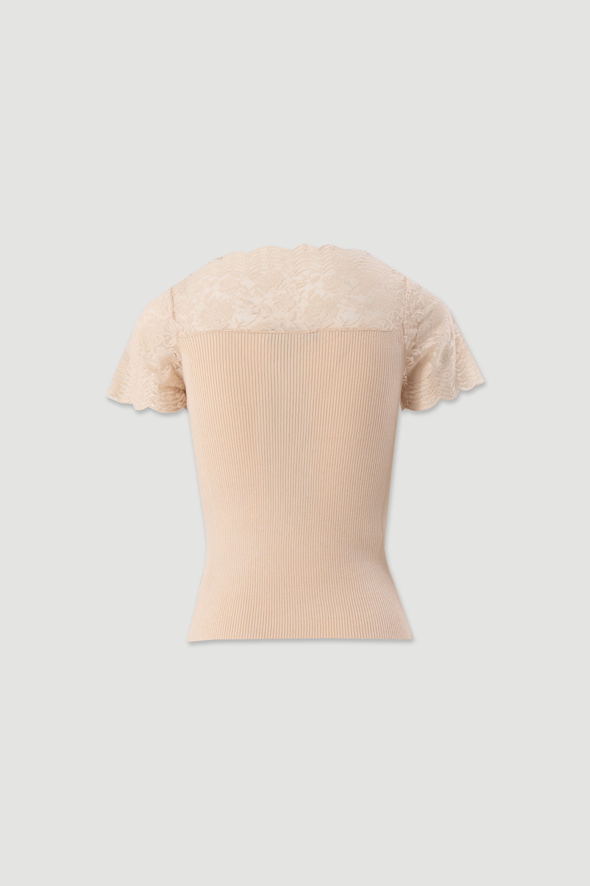 Ribbed knit top with lace details