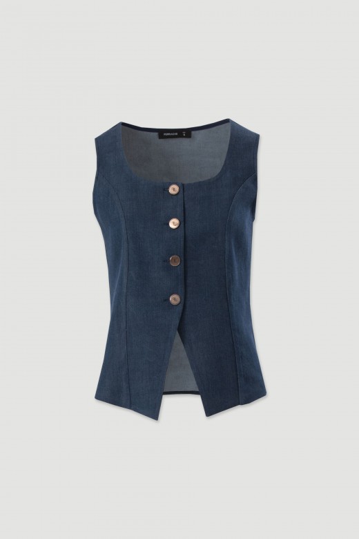 Structured vest with metallic buttons Structured vest with metallic buttons