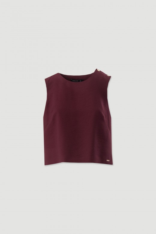 Cropped top with gold buttons on the shoulder Cropped top with gold buttons on the shoulder