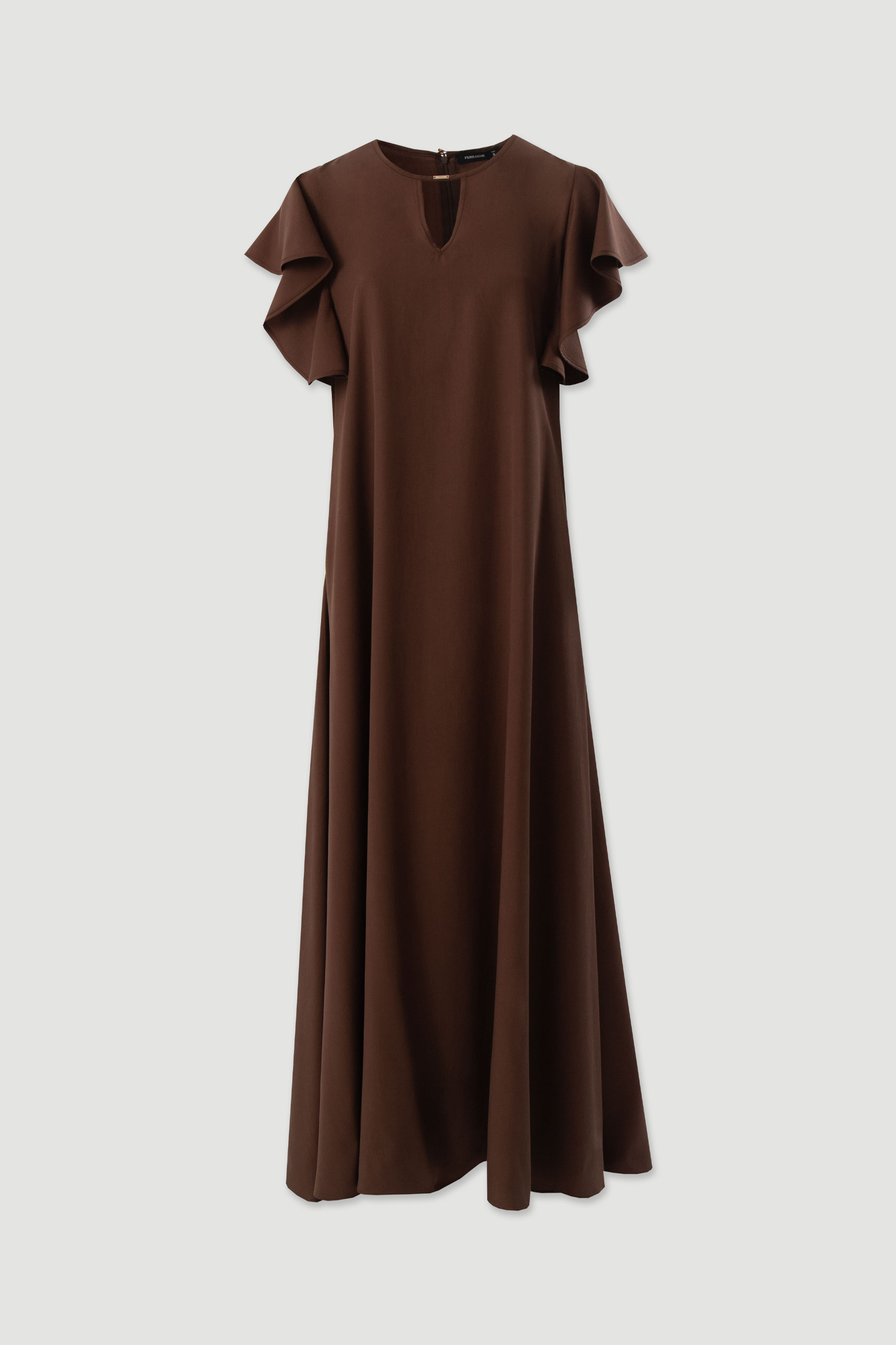 Long tencel dress with ruffle sleeves